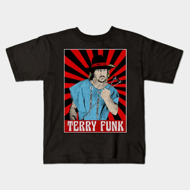 Vintage Terry Funk 1980s Pop Art Kids T-Shirt by Motor Lipat